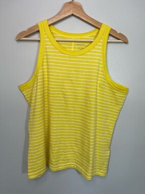 EVERLANE Yellow Striped Organic Cotton Tank Top Sleeveless Tee Women’s Large